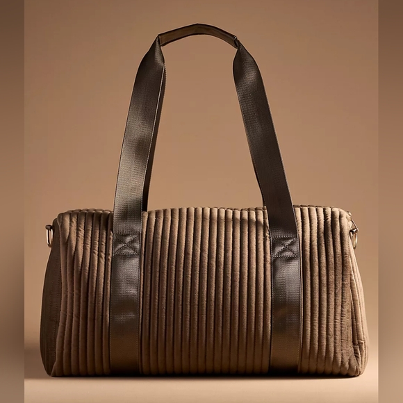 Anthropologie Ribbed Velvet Duffel Bag - Picture 2 of 7